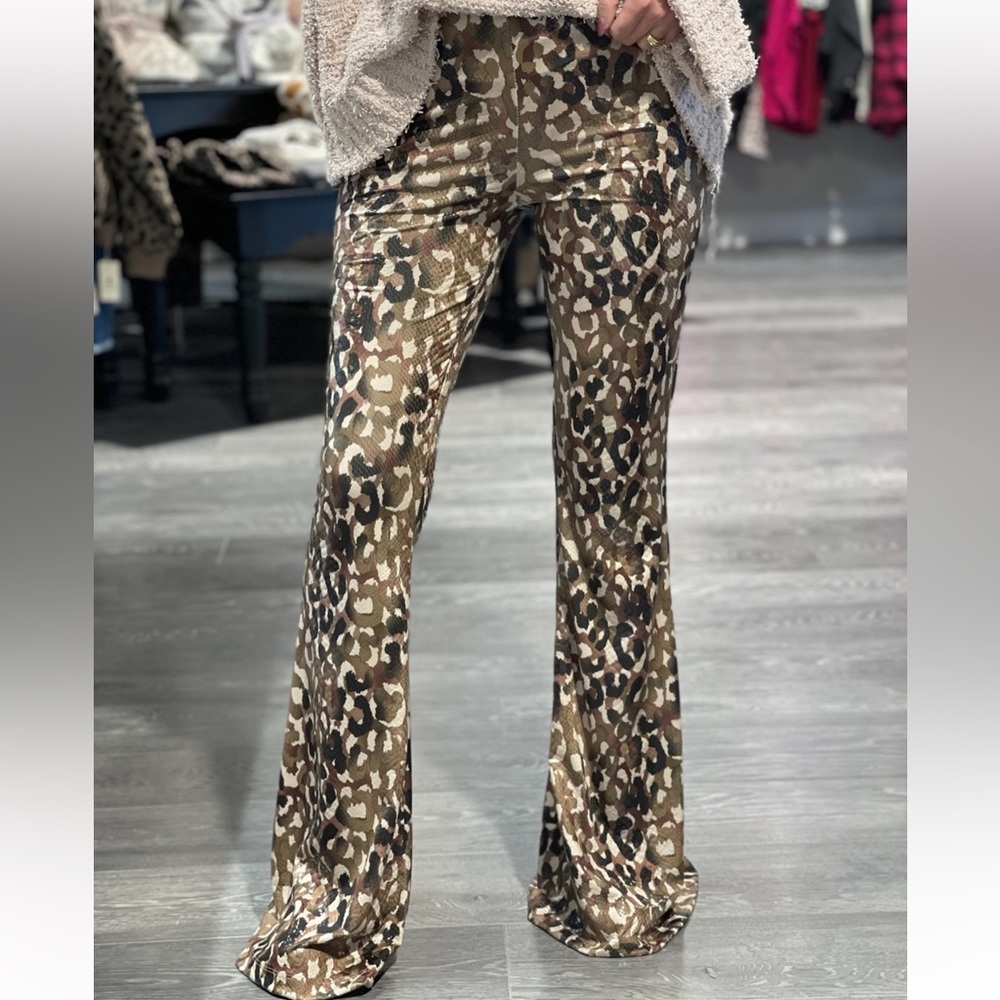 Leopard and snake flare bell bottom pant
